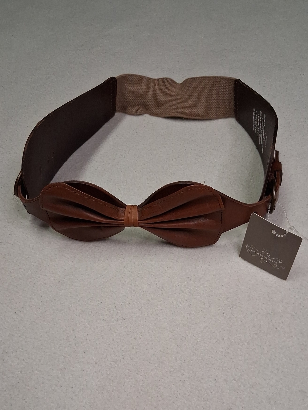 Anthropologie Brown Leather Bow Belt
